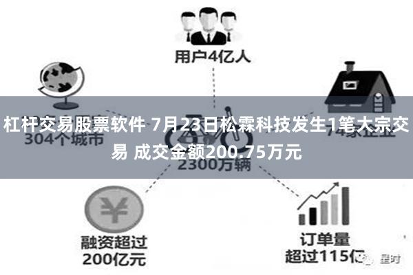 杠杆交易股票软件 7月23日松霖科技发生1笔大宗交易 成交金额200.75万元