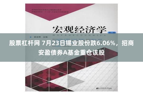 股票杠杆网 7月23日锡业股份跌6.06%，招商安盈债券A基金重仓该股