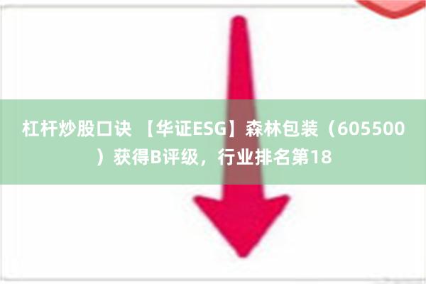 杠杆炒股口诀 【华证ESG】森林包装（605500）获得B评级，行业排名第18