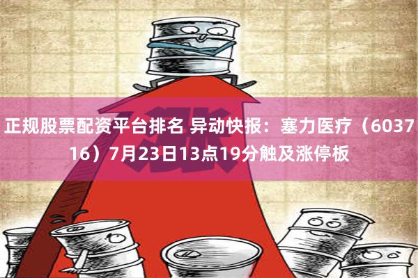 正规股票配资平台排名 异动快报：塞力医疗（603716）7月23日13点19分触及涨停板